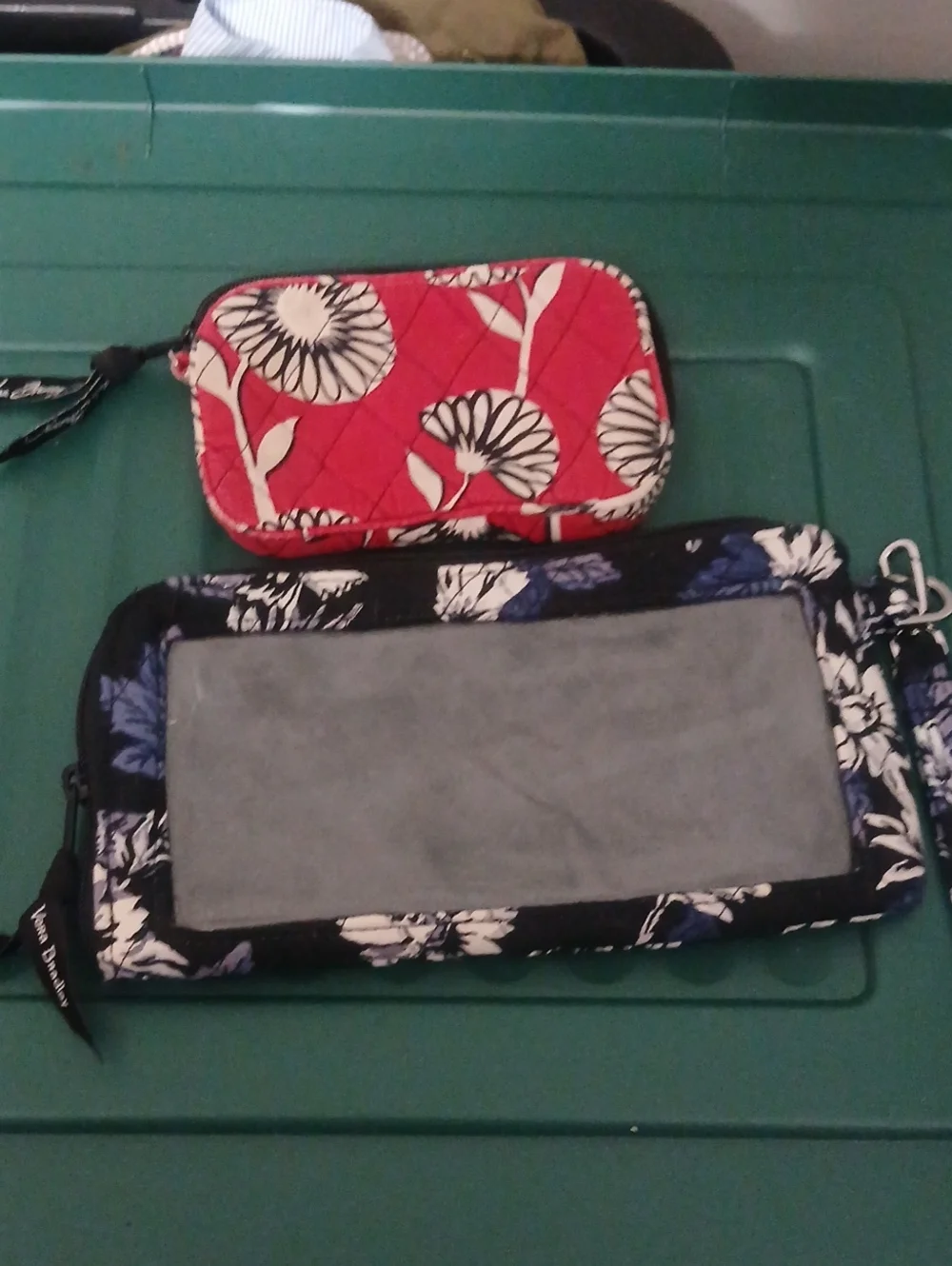 Vera Bradley Quilted Red Floral Wallet and Black Floral Phone Case Duo